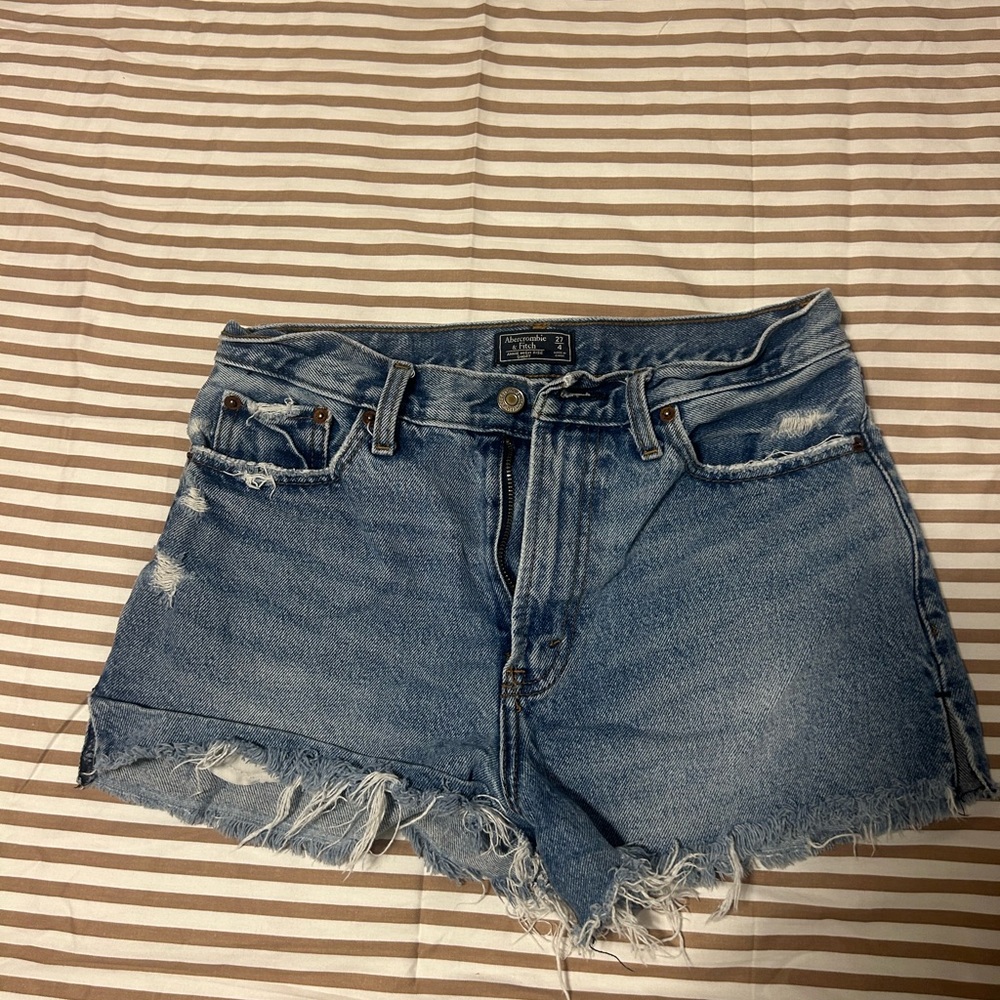 Abercrombie & Fitch Distressed Blue Jean Shorts